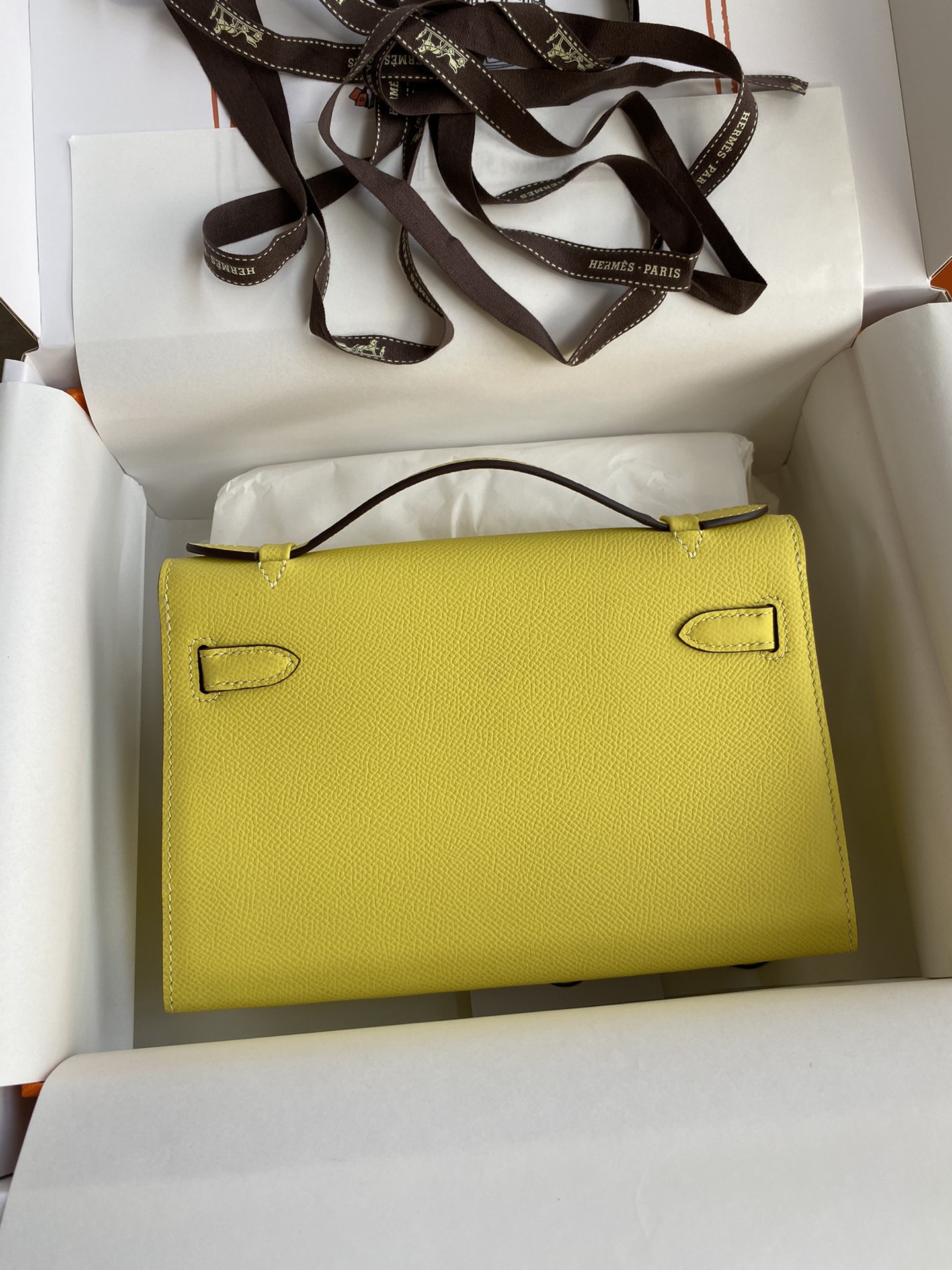 Hermes Mini Kelly Pochette 22cm Bag In Lemon Yellow Epsom Leather